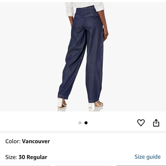 PAIGE DENIM CHAMBRAY DARK WASH PLEATED TROUSERS SZ 34 Retail $269 - Picture 2 of 6